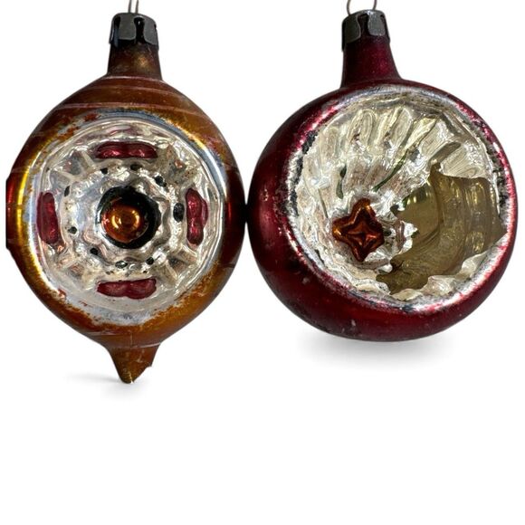 Lot Of 8 Vintage Mercury Glass Christmas Indent Teardrop Ball Ornaments LOOK - Picture 3 of 16